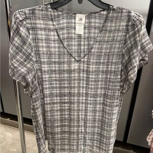 CAbi Black and White Checkered Blouse